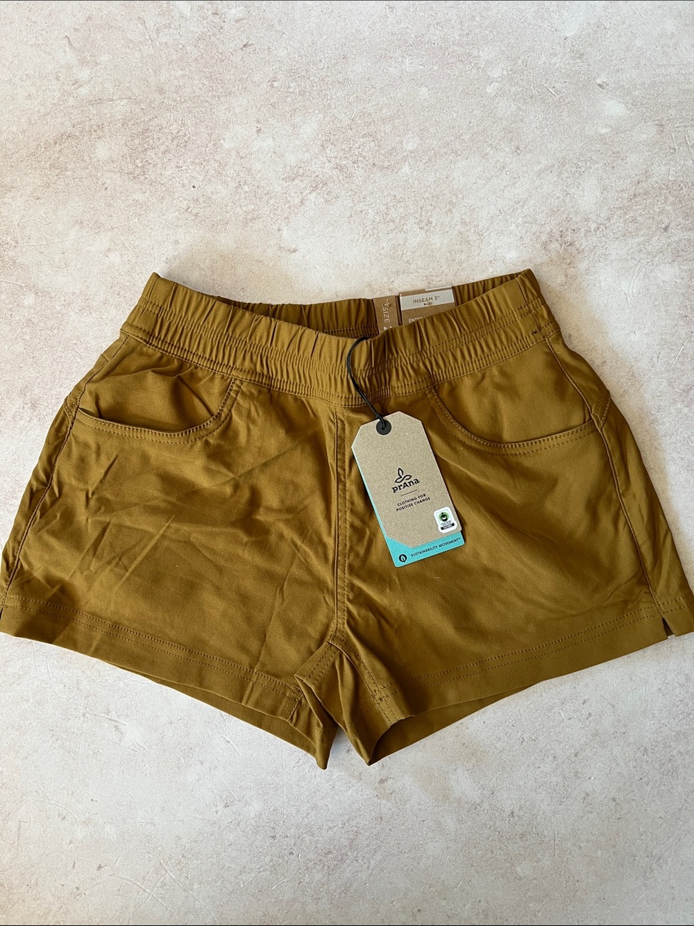 Prana Women’s Halle E-Waist Hiking Shorts II Antique Bronze Size 2 NWT